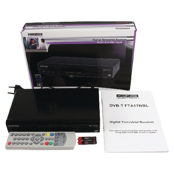 DVB-T FTA17NBL Free-to-air dvb-t tv ontvanger zwart Inhoud verpakking foto